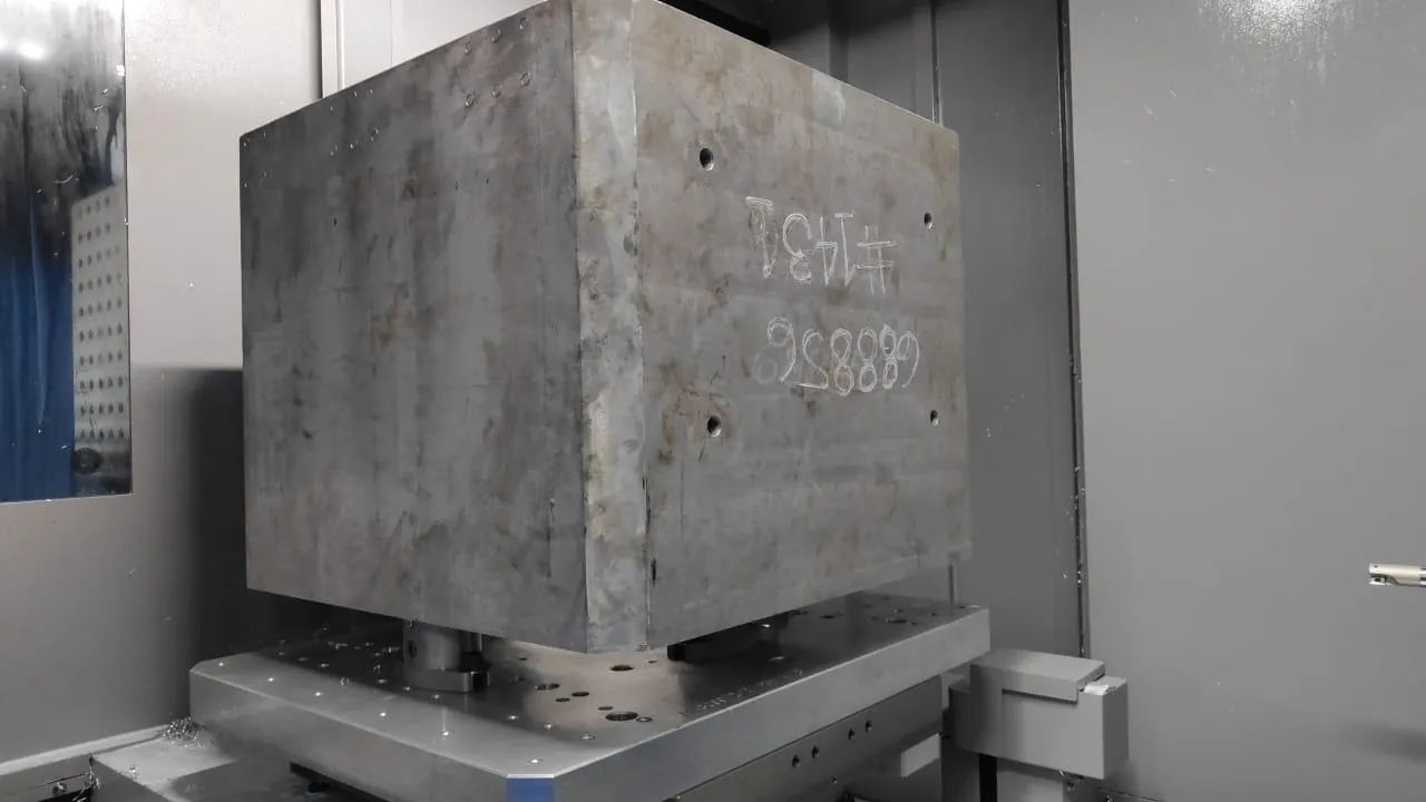 Large workpiece being machined on 4-metre CNC